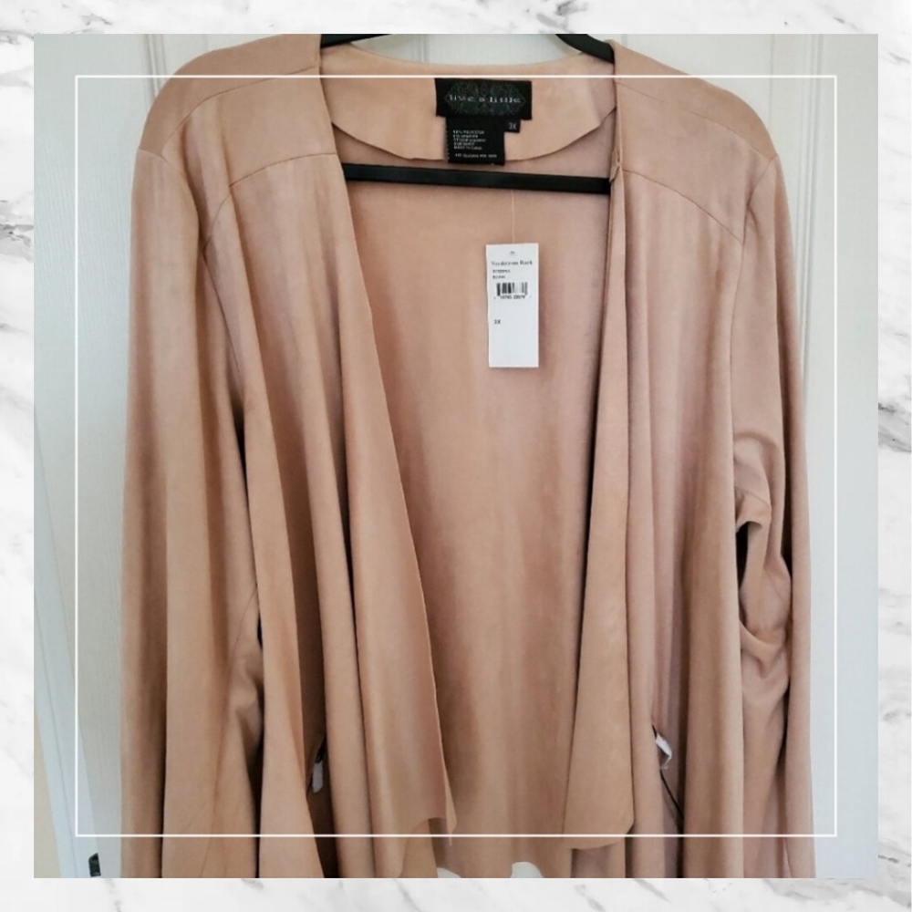 Faux Suede Drape Front Jacket (NWT) 3X